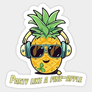 Pineapple Surfing on Vinyl Record T-Shirt Design for Music and Summer Lovers Sticker